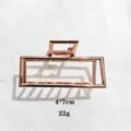 Rose gold geometric metal hair claw clip for women, elegant rectangle hairpin accessory. - 7cm / Rose Gold
