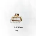 Gold rectangular hair claw clip, mini metallic shark clip for women, compact 2.5x3.5cm size. - 3.50cm / Gold