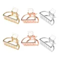 Minimalist metal hair claw clip set, elegant geometric hollow hair accessories for women's daily styling. - 3.5cm (Set of 6) / Multicolor