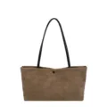 Borsa tote marrone capiente con motivo coccodrillo da donna, elegante borsa a spalla. - Kaki