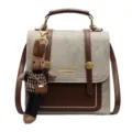 Vintage casual mini rucksack για γυναίκες, κομψό retro δίχρωμο μικρό σακίδιο ταξιδιού. - Χωρίς μενταγιόν / Μπεζ και Καφέ