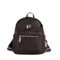 Dark brown woven leather backpack for women, stylish vintage casual daypack with front pocket. - Small (No Pendant) / Coffee