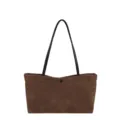 Bruine shopper met krokodillenprint en zwarte handvaten, stijlvolle dames schoudertas werk. - Zonder hanger / Bruin