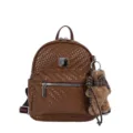 Vintage woven leather backpack for women, large capacity casual daily school daypack. - Small (With Charm) / Brown