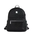 Black woven backpack for women, stylish commuter casual bookbag with large capacity. - Large (No Pendant) / Black