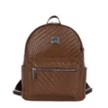 Stylish brown woven backpack for women, large capacity casual daily travel leather bag. - Large (No Pendant) / Brown
