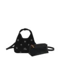 Koreaanse stijl zwarte stippen hobo halve maan schoudertas met etui mode vrouwen handtas - Zwart Stippen (Zonder Hanger)