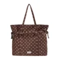 Bruine tote bag met stippen voor dames, grote stijlvolle schoudertas voor dagelijks gebruik. - Zonder hanger / Bruin