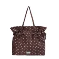 Chique bruine polkadot schoudertas voor dames, grote capaciteit casual handtas shopper. - Zonder hanger / Koffie