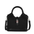 Stijlvolle zwarte leren emmertas voor dames, modieuze schoudertas crossbody tas handtas. - Zonder hanger / Zwart