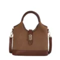 Retro brown suede bucket bag for women, stylish commuter shoulder bag with metal lock. - No Pendant / Brown