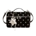 Retro sweet polka dot handbag women commuting shoulder crossbody bag with star pendant new - With Pendant / Black