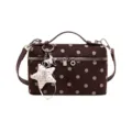 Vintage brown polka dot crossbody shoulder bag with star charm cute sweet style chic purse. - With Pendant / Coffee