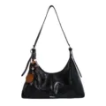 Stylish Black Underarm Shoulder Bag Fashion Dumpling Bag Casual Commuter Handbag Variant - With Pendant / Black