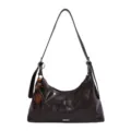 Stylish brown leather underarm shoulder bag for women, casual commuting casual handbag new. - With Pendant / Coffee
