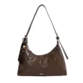 Brown hobo shoulder bag for women, stylish underarm dumpling handbag with tassel charm. - With Pendant / Fawn Brown