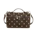Bruine handtas met stippen, handvat en metalen slot voor dames in modieuze retrostijl. - Zonder hanger / Groen