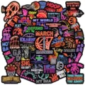 Lot d'autocollants graffiti imperméables de basket-ball au néon cool pour ordinateur portable. - Coloré