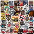 50 pcs rétro hot rod voiture classique autocollants graffiti pour ordinateur portable gourde - 50 Pièces/Paquet