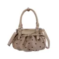 Bolso cruzado con lunares y fruncido estilo coreano bolso de hombro casual para mujer - Sin colgante / Caqui