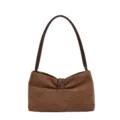 Borsa a tracolla in camoscio marrone da donna, elegante borsa minimalista con fiocco. - senza ciondolo / Marrone