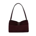 Borsa a spalla in camoscio bordeaux da donna, elegante borsa ascellare minimalista con manico. - senza ciondolo / Borgogna