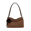 Borsa a Tracolla in Scamosciato Marrone con Fiocco Elegante Borsa da Donna Casual - con portachiavi / Marrone