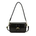 Schwarze Damen Unterarm Umhängetasche, elegante geflochtene PU Leder Handtasche Schultertasche - Schwarz
