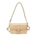 Schicke beige Achsel-Umhängetasche mit geflochtenem Griff und goldener Schnalle für Damen. - Khaki