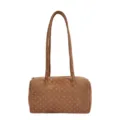 Brown polka dot boston bag for women, stylish casual shoulder handbag with zipper. - Boston Bag / M / Golden Brown