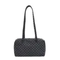 Detailed view of casual polka dot Boston handbag, featuring structured shape and dual long straps. - Boston Bag / M / Fog Black