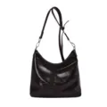 Donkerbruine glanzende leren schoudertas hobo handtas casual stijlvolle tas voor vrouwen - Zonder hanger / Donker Koffie