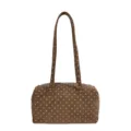 Brown polka dot boston shoulder bag for women, stylish casual handbag with dual straps. - Boston Bag / M / Moss Green