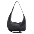 Women black hobo shoulder bag retro casual tote large capacity crossbody bag style sku - Black without Pendant