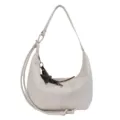 White hobo shoulder bag for women, stylish vintage slouchy crossbody bag with star pendant. - Cream White with Pendant