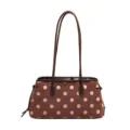 Bruine vintage schoudertas met polkadots, stijlvolle casual tote tas model variante. - Zonder hanger / Maillard Koffie