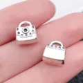 Silver alloy handbag shape large hole bead charm for DIY bracelet jewelry making accessories detail - Antique Silver Women's Bag Large Hole Bead (8804)