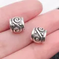 Silver metal large hole charm beads alloy vintage swirl DIY bracelet jewelry accessories - Round Wave Pattern Large Hole Bead (10097) / 1 Piece (8x9mm)