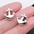 Silver anchor charms beads alloy DIY handmade jewelry making accessories bracelet. - Anchor Large Hole Bead (10099) / 1 Piece (13x10.5mm)