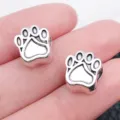 Silver alloy paw print large hole bead charm for DIY charm bracelet making accessories 1pc - Bear Paw Cat Dog Footprint Large Hole Bead (10101)