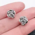 Silver vintage flower loose beads alloy DIY charm bracelet fashion jewelry accessories. - Flower Pattern Large Hole Bead (10107)