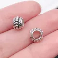 Silver metal large hole charm bead for DIY European style bracelets and jewelry making crafts. - Round Large Hole Spacer Bead (10146)