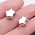 Silver star large hole beads charm for DIY bracelet necklace jewelry making accessories - Five-Pointed Star Large Hole Bead (3957)