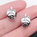 Silver alloy leaf large hole charm beads for DIY bracelet jewelry making accessories. - Leaf Large Hole Bead (5799)