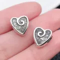 Silver heart charm bead alloy large hole bead DIY bracelet jewelry making accessories - Peach Heart Shaped Large Hole Bead (5931)
