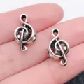 Silver treble clef large hole bead alloy DIY bracelet charm jewelry accessory for crafting - Musical Note Large Hole Bead (5985)