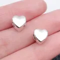 Silver heart shaped large hole beads for DIY charm bracelets, metal jewelry making accessories. - Peach Heart Shaped Large Hole Bead (6867)