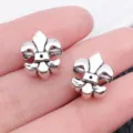 Silver alloy large hole bead DIY bracelet charm accessory, elegant fleur de lis jewelry finding. - Antique Silver Lily Large Hole Bead (8793)