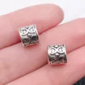 Silver alloy large hole heart clover spacer beads for DIY charm bracelet making supplies - Antique Silver Heart Pattern Large Hole Bead (8795)