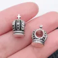 Silver crown large hole charm bead for DIY bracelet jewelry making accessories piece - Antique Silver Crown Large Hole Bead (8796)